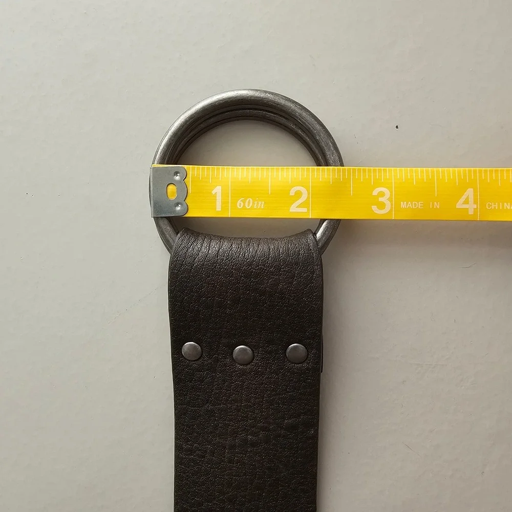 J. Jill Dark Brown Genuine Leather Double D-Ring Belt XS/S Wide Cinch Minimalist